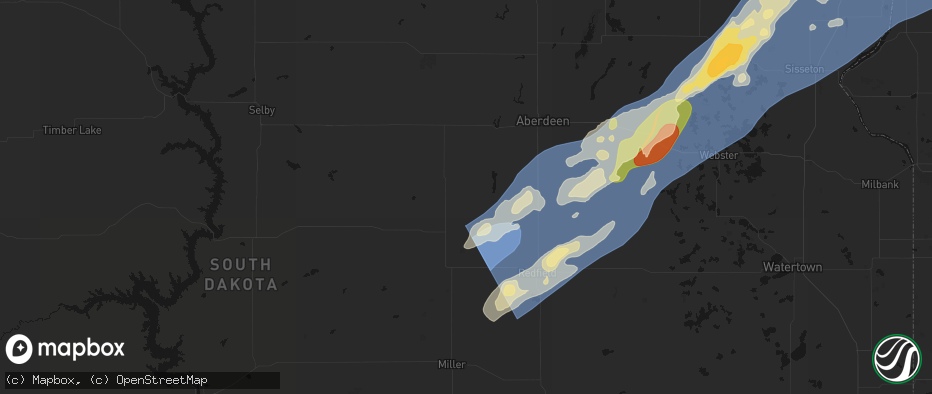 Hail map in Cresbard, SD on June 29, 2026
