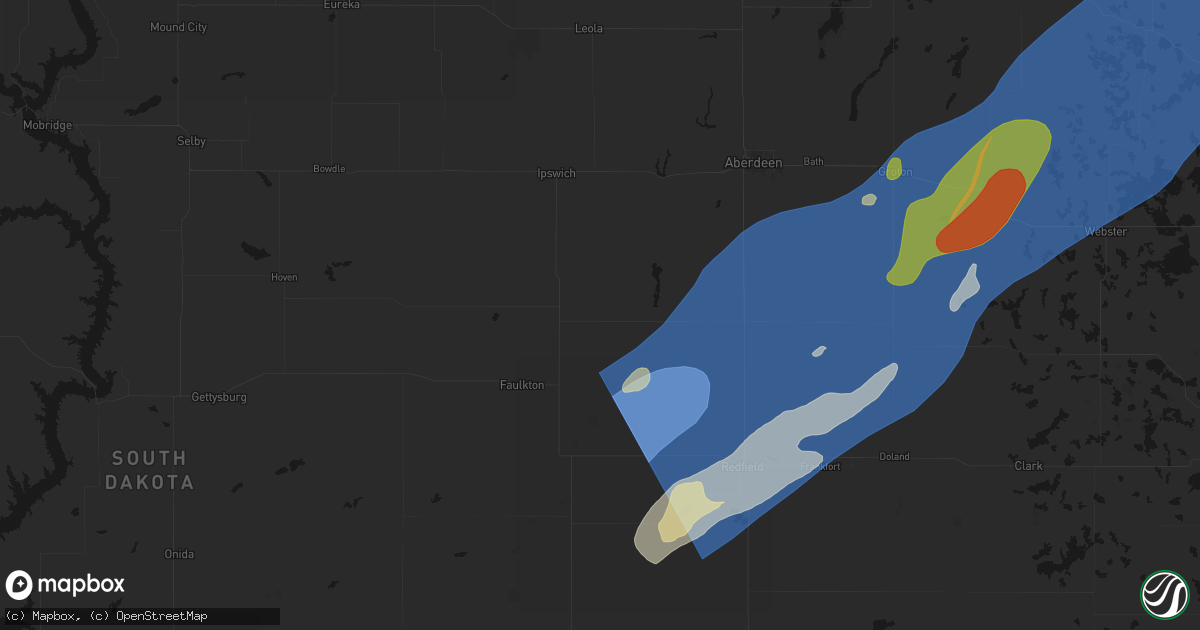 Hail map in Cresbard, SD on June 29, 2026