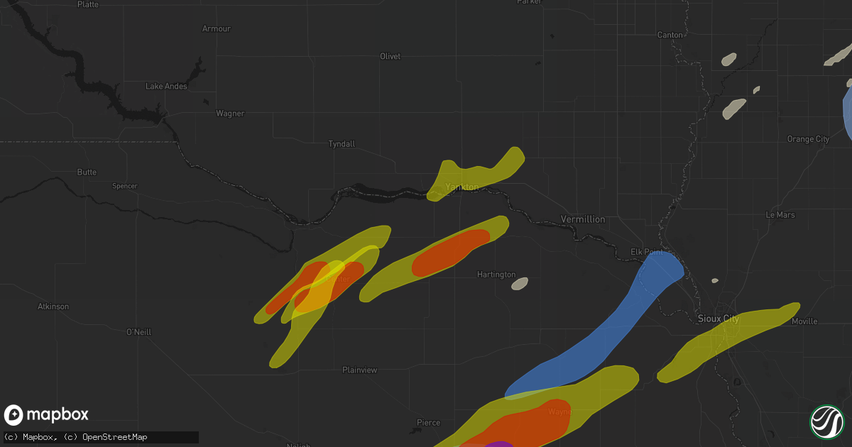 Hail map in Crofton, NE on June 29, 2026