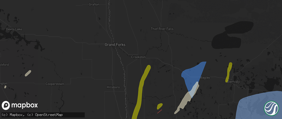 Hail map in Crookston, MN on June 29, 2026