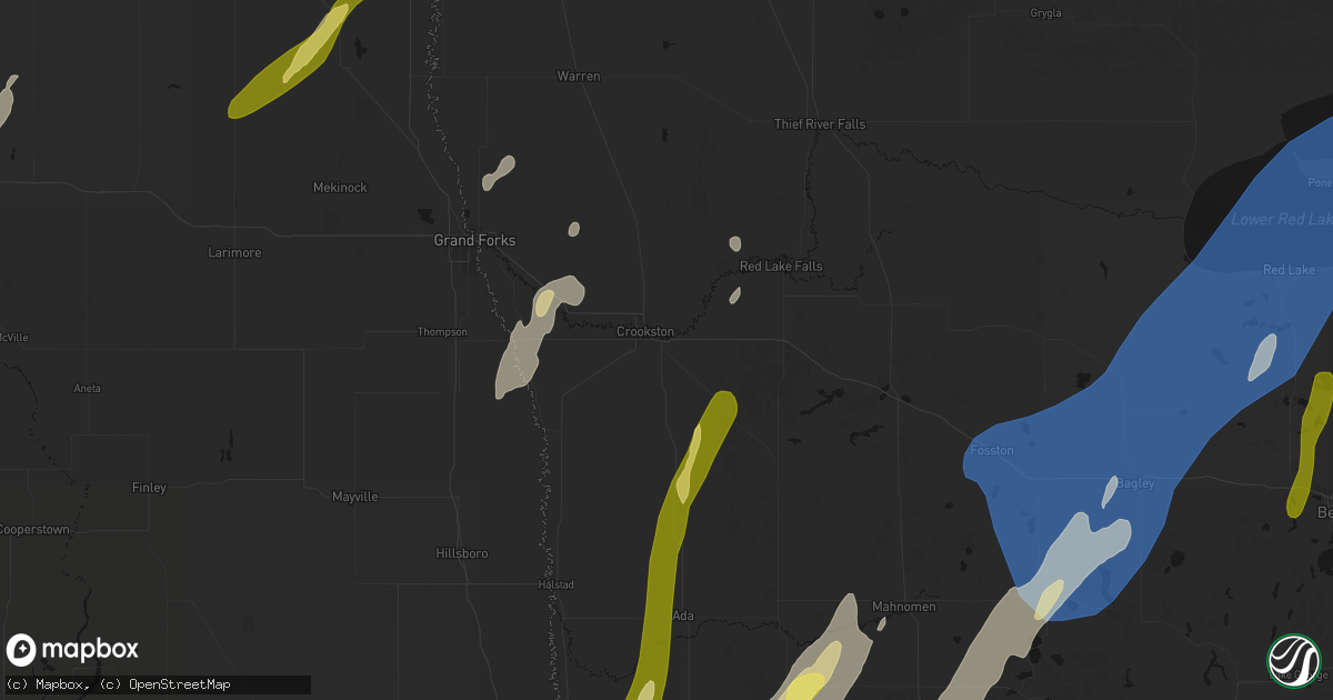 Hail map in Crookston, MN on June 29, 2026