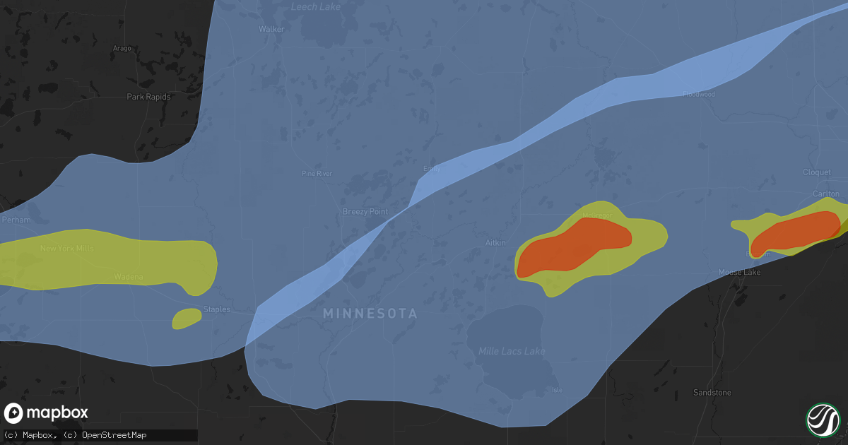 Hail map in Crosby, MN on June 29, 2026