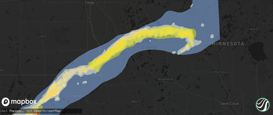 Hail map in Dalton, MN on June 29, 2026