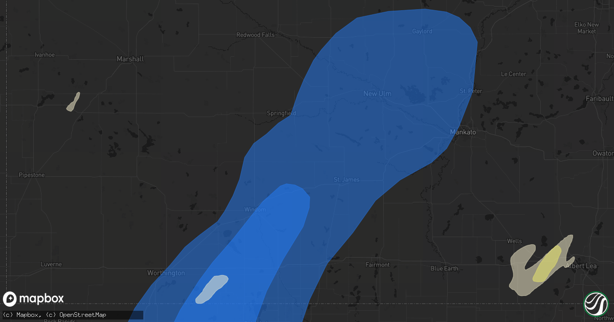 Hail map in Darfur, MN on June 29, 2026