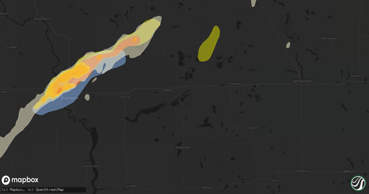 Hail map in Dawson, ND on June 29, 2026