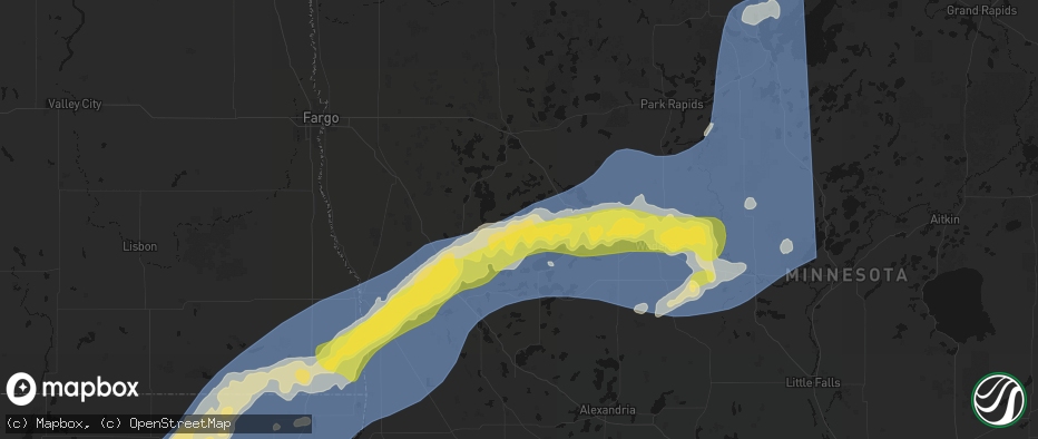 Hail map in Dent, MN on June 29, 2026