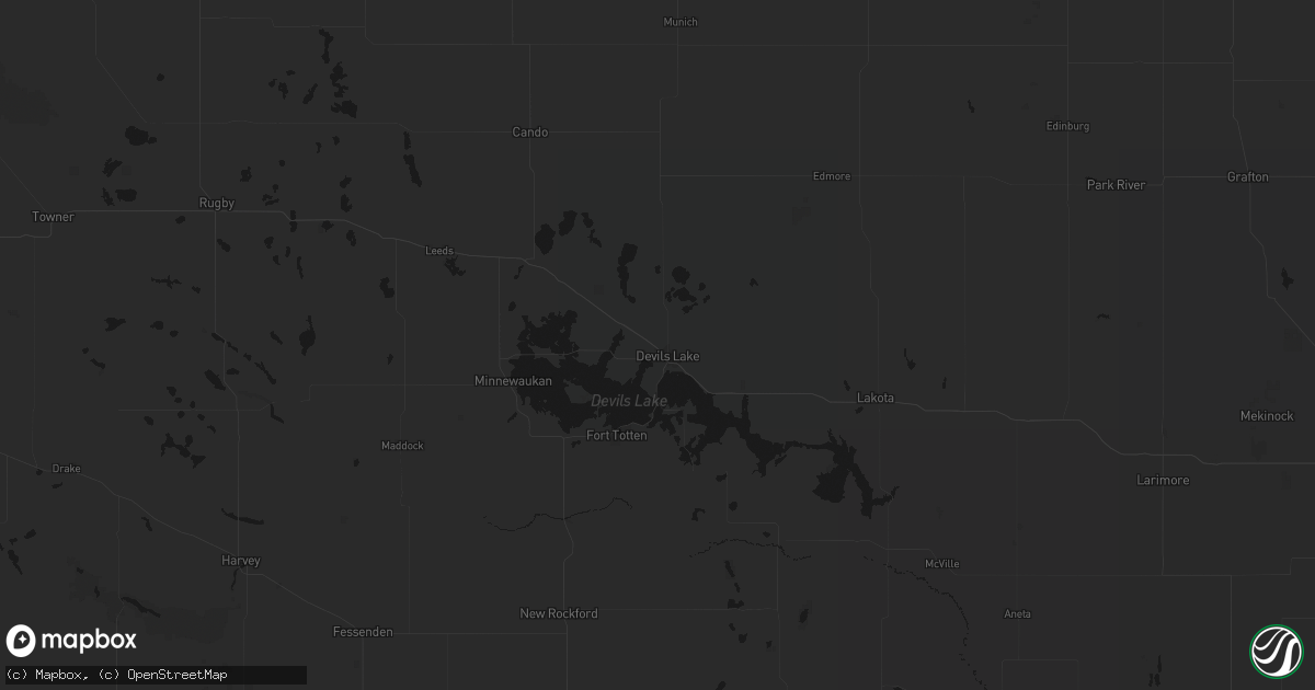 Hail map in Devils Lake, ND on June 29, 2026