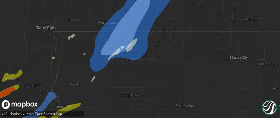 Hail map in Dickens, IA on June 29, 2026