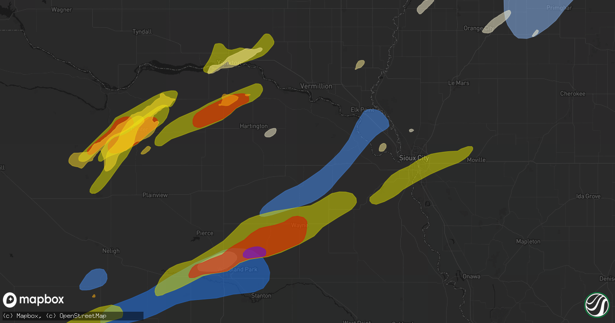 Hail map in Dixon, NE on June 29, 2026