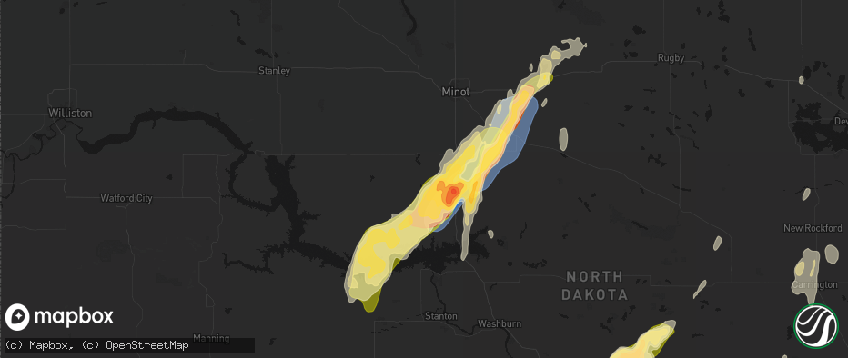 Hail map in Douglas, ND on June 29, 2026