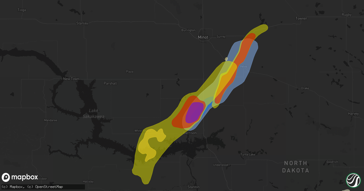 Hail map in Douglas, ND on June 29, 2026