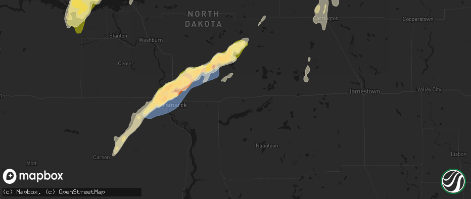 Hail map in Driscoll, ND on June 29, 2026
