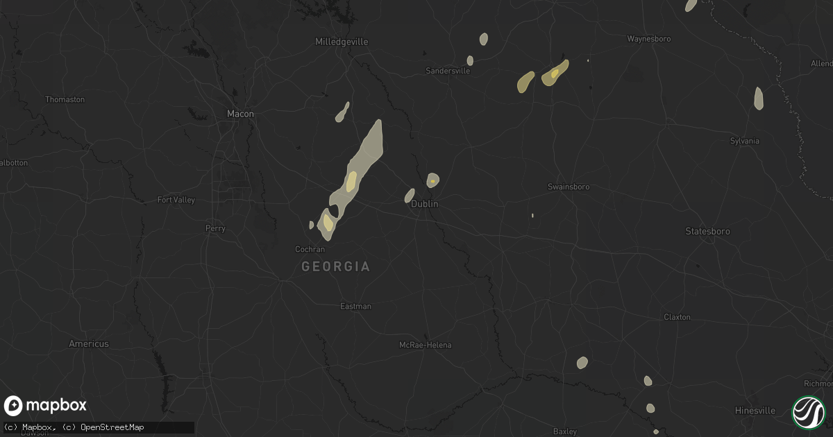 Hail map in Dublin, GA on June 29, 2026