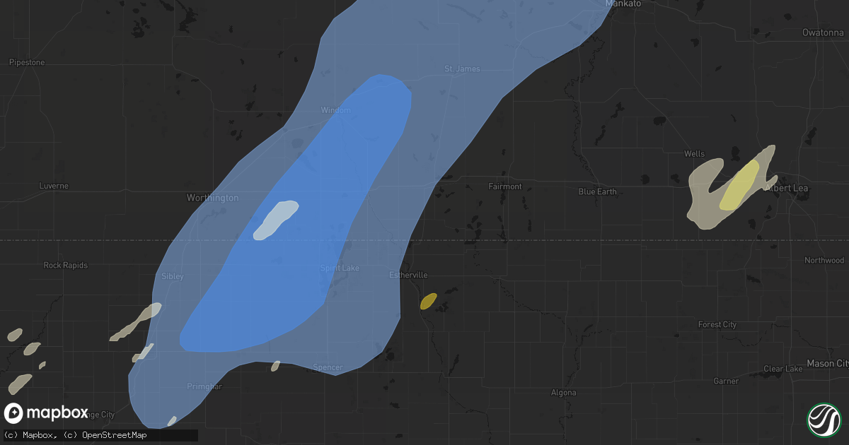 Hail map in Dunnell, MN on June 29, 2026