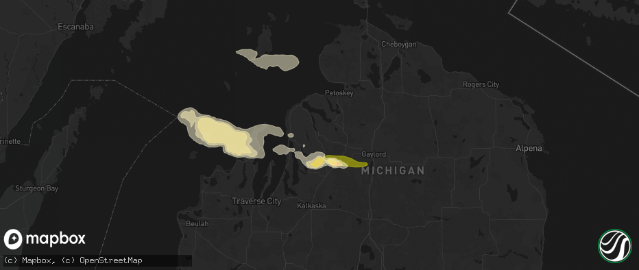 Hail map in East Jordan, MI on June 29, 2026