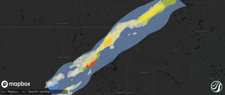 Hail map in Eden, SD on June 29, 2026