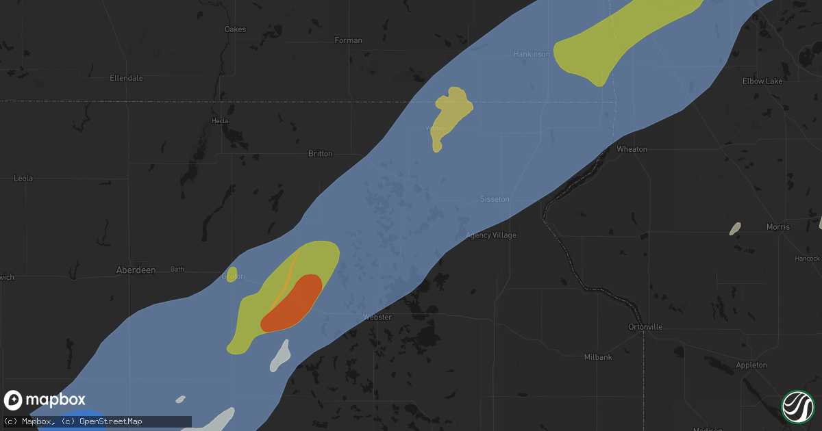 Hail map in Eden, SD on June 29, 2026