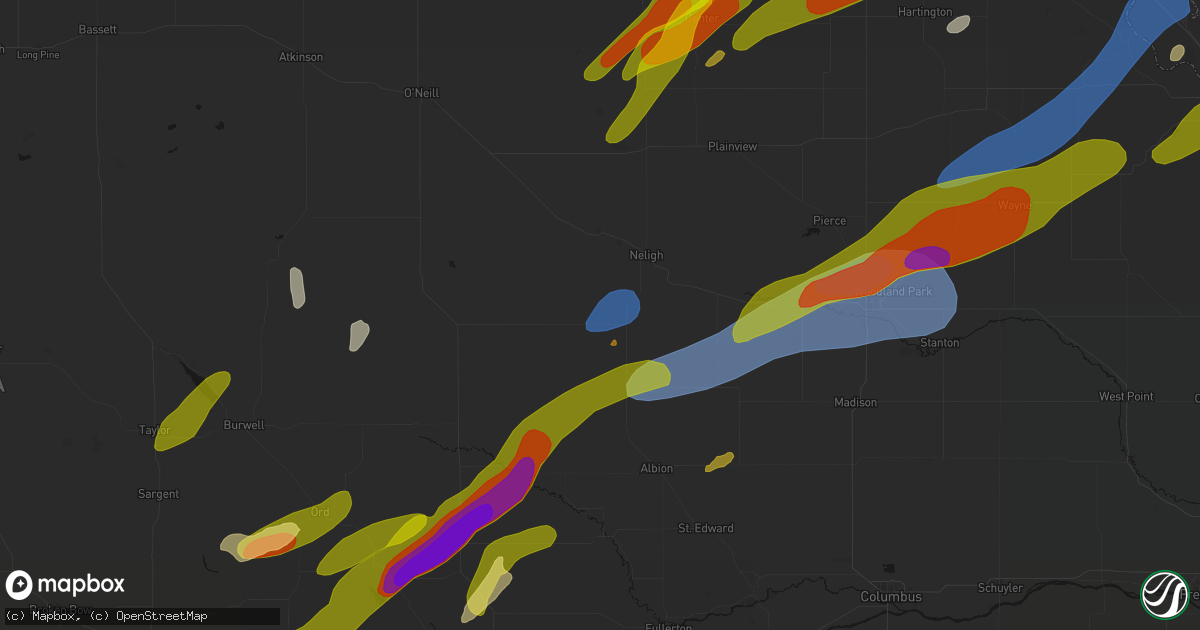 Hail map in Elgin, NE on June 29, 2026