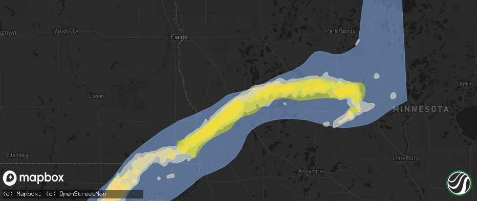 Hail map in Elizabeth, MN on June 29, 2026