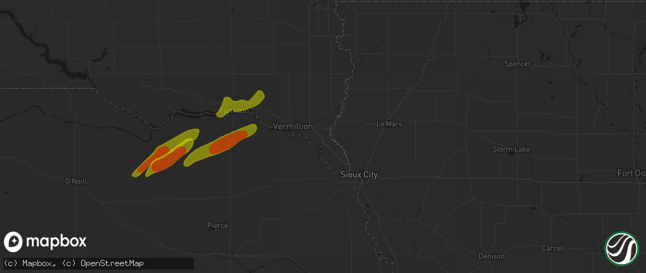 Hail map in Elk Point, SD on June 29, 2026