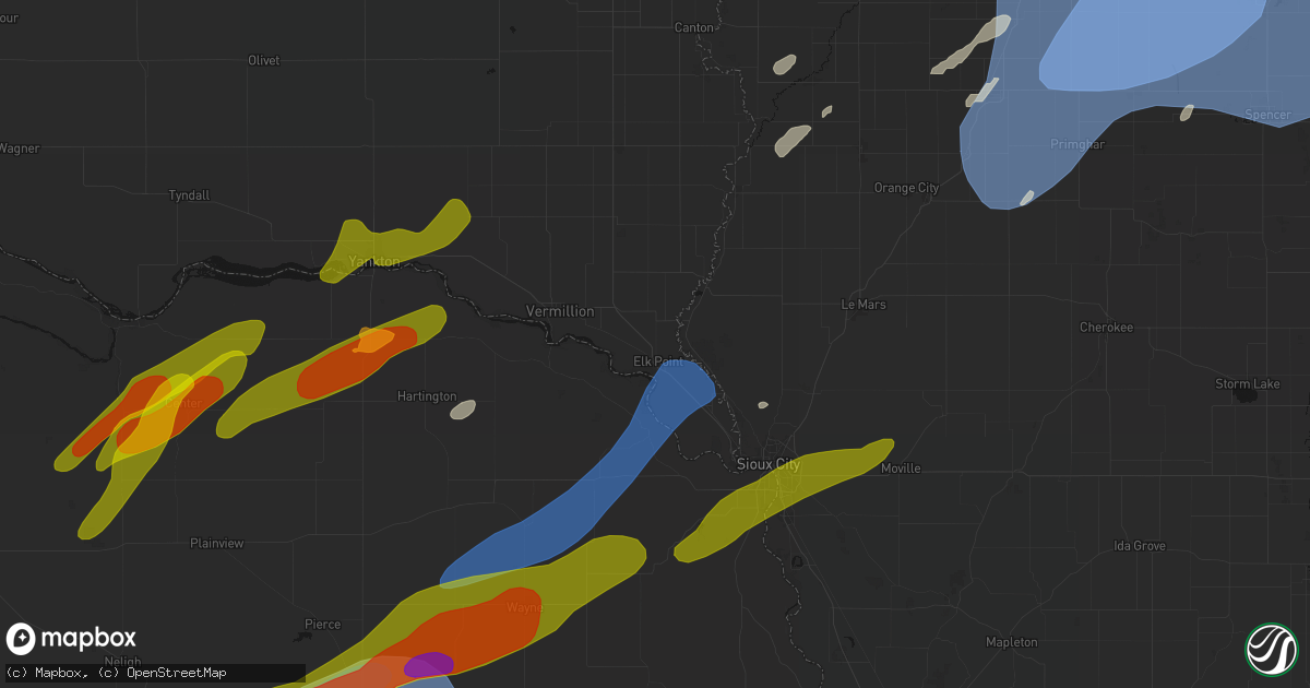 Hail map in Elk Point, SD on June 29, 2026