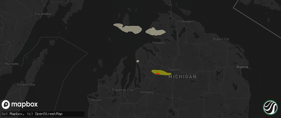 Hail map in Ellsworth, MI on June 29, 2026