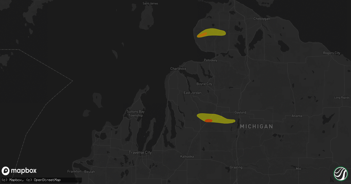 Hail map in Ellsworth, MI on June 29, 2026