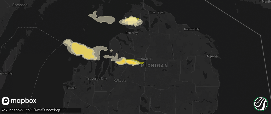 Hail map in Elmira, MI on June 29, 2026