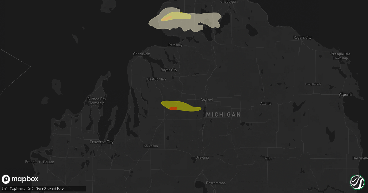 Hail map in Elmira, MI on June 29, 2026