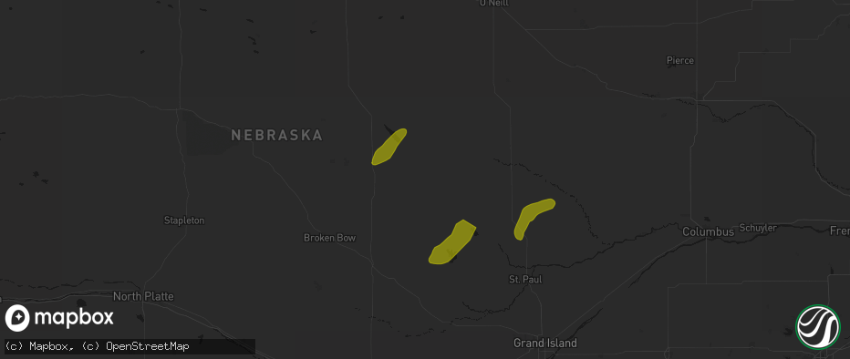 Hail map in Elyria, NE on June 29, 2026