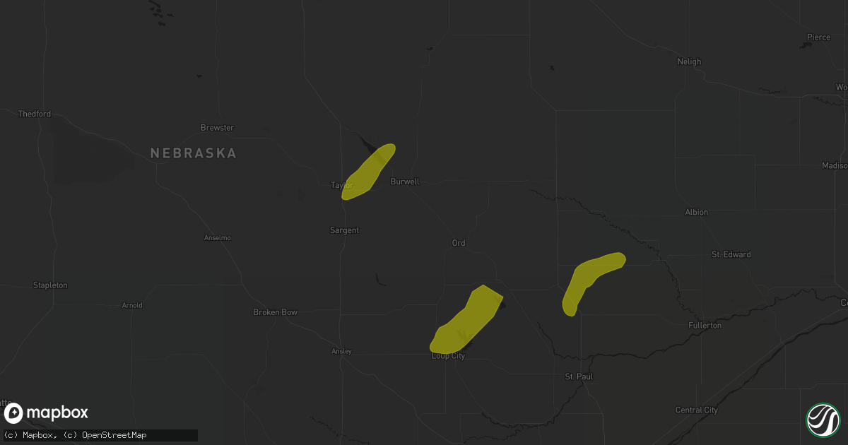 Hail map in Elyria, NE on June 29, 2026