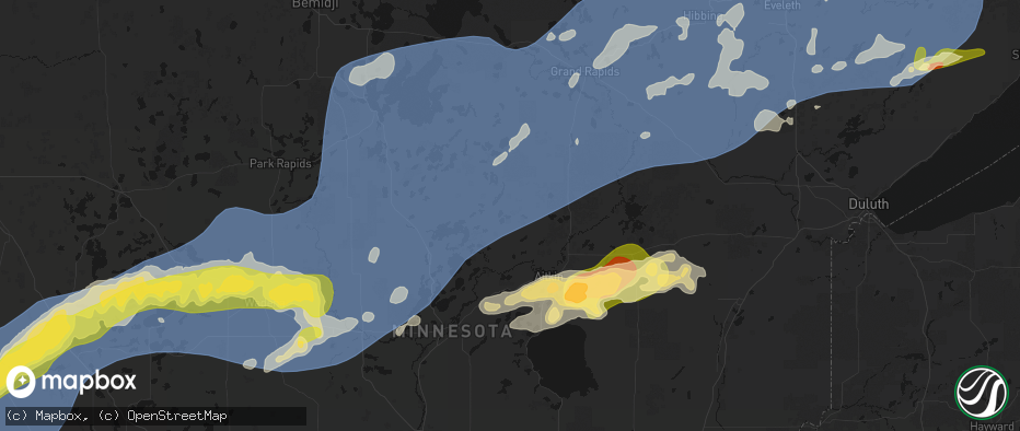 Hail map in Emily, MN on June 29, 2026
