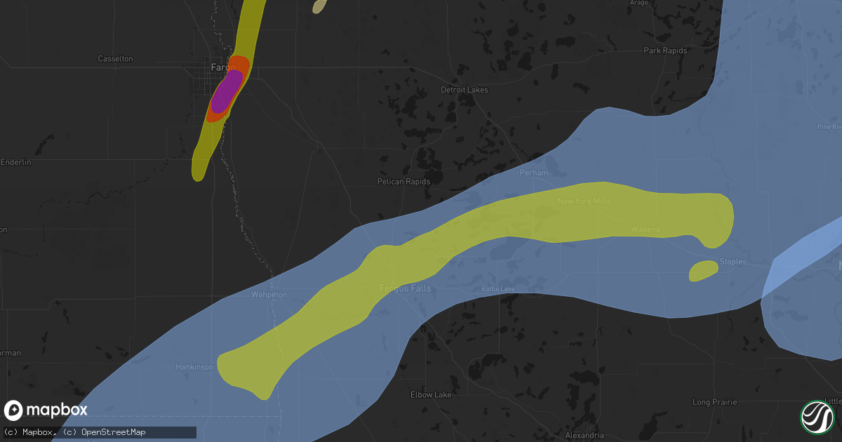 Hail map in Erhard, MN on June 29, 2026