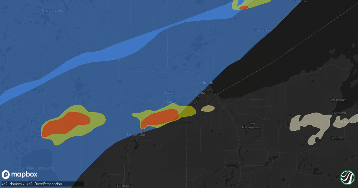 Hail map in Esko, MN on June 29, 2026