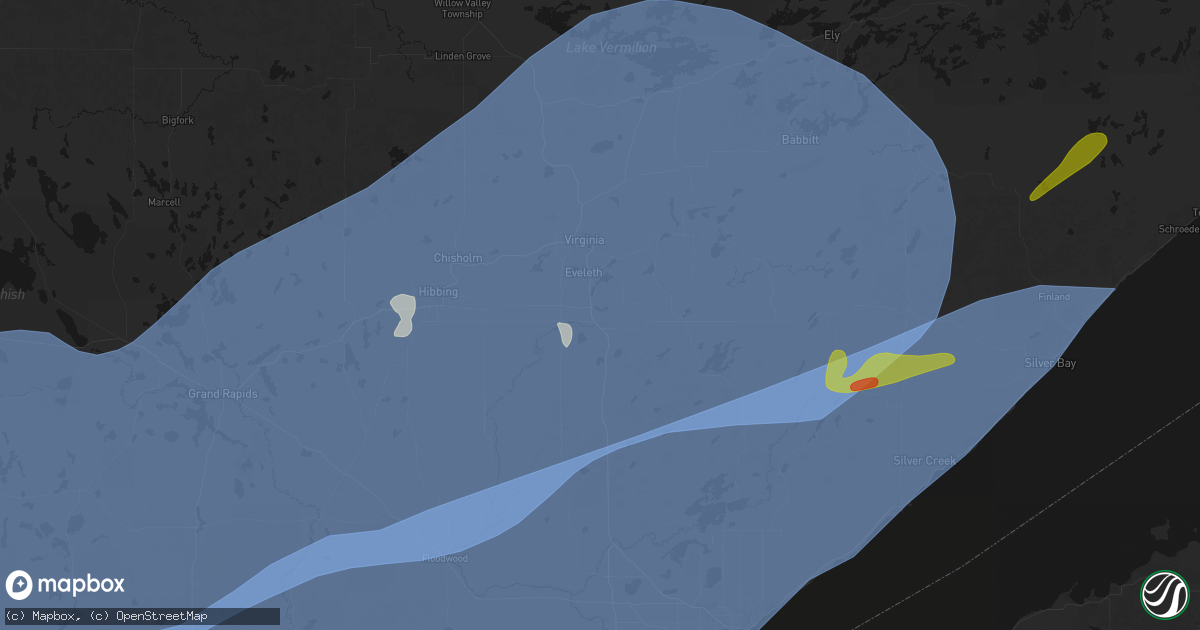 Hail map in Eveleth, MN on June 29, 2026