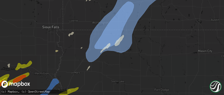 Hail map in Everly, IA on June 29, 2026