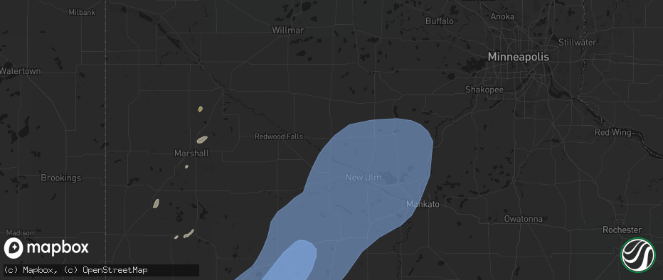 Hail map in Fairfax, MN on June 29, 2026