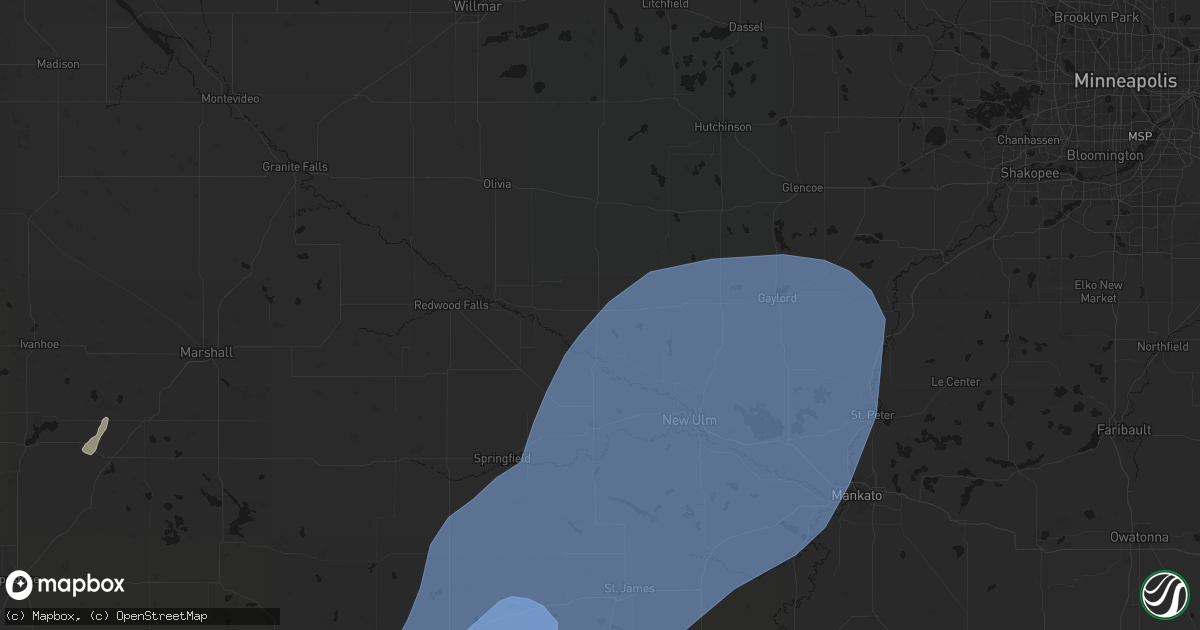 Hail map in Fairfax, MN on June 29, 2026