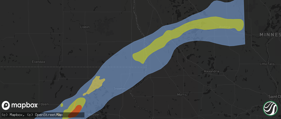 Hail map in Fairmount, ND on June 29, 2026