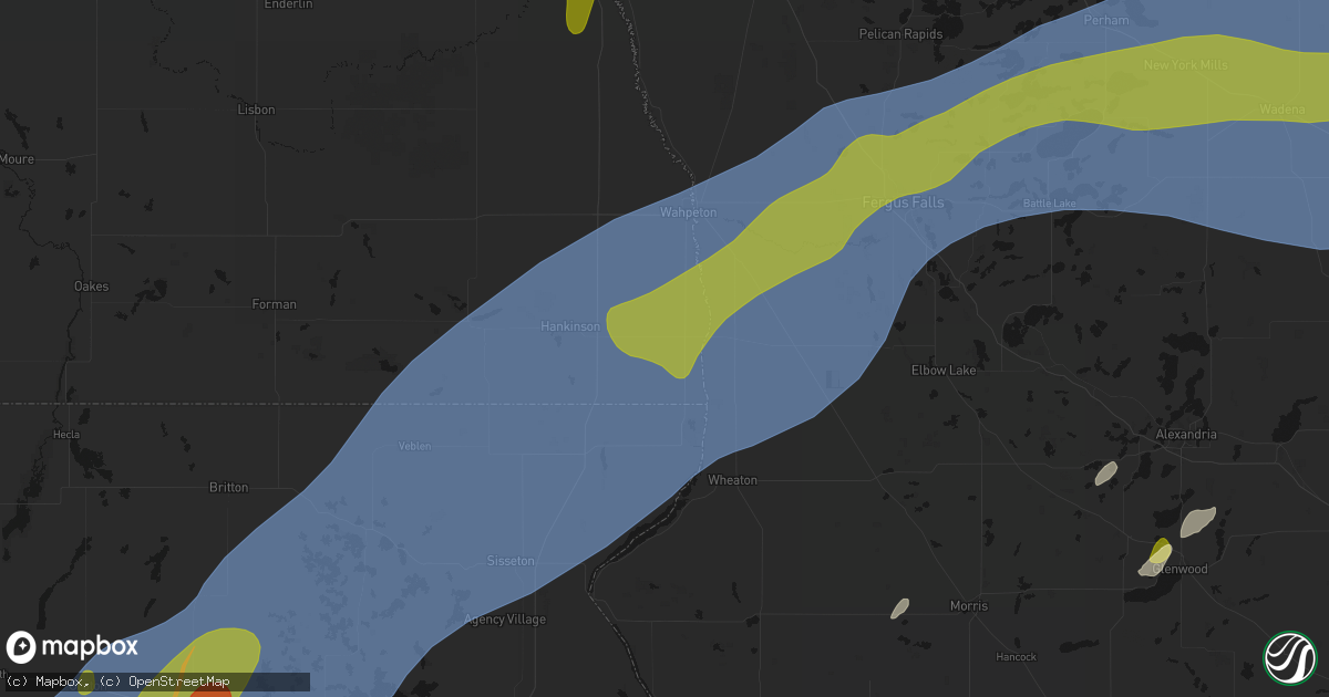 Hail map in Fairmount, ND on June 29, 2026
