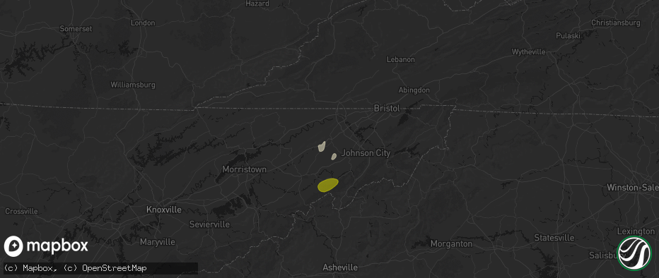 Hail map in Fall Branch, TN on June 29, 2026