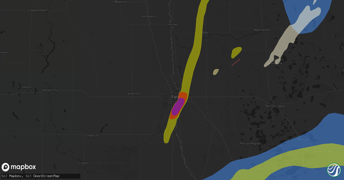 Hail map in Fargo, ND on June 29, 2026