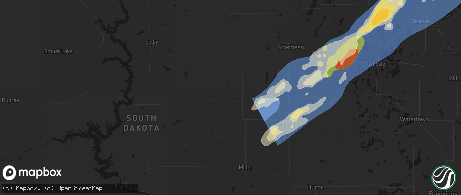 Hail map in Faulkton, SD on June 29, 2026