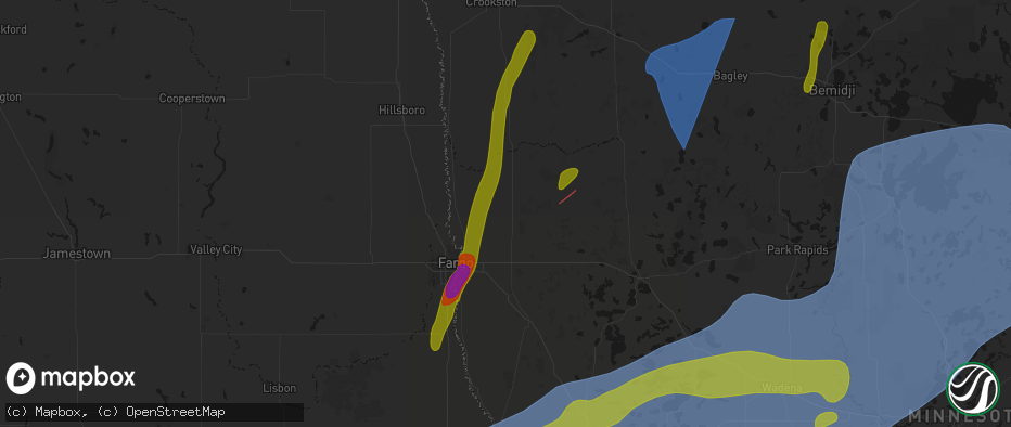 Hail map in Felton, MN on June 29, 2026