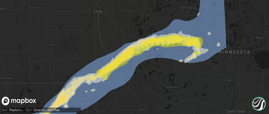 Hail map in Fergus Falls, MN on June 29, 2026