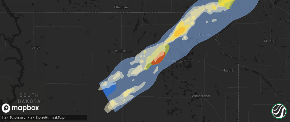 Hail map in Ferney, SD on June 29, 2026