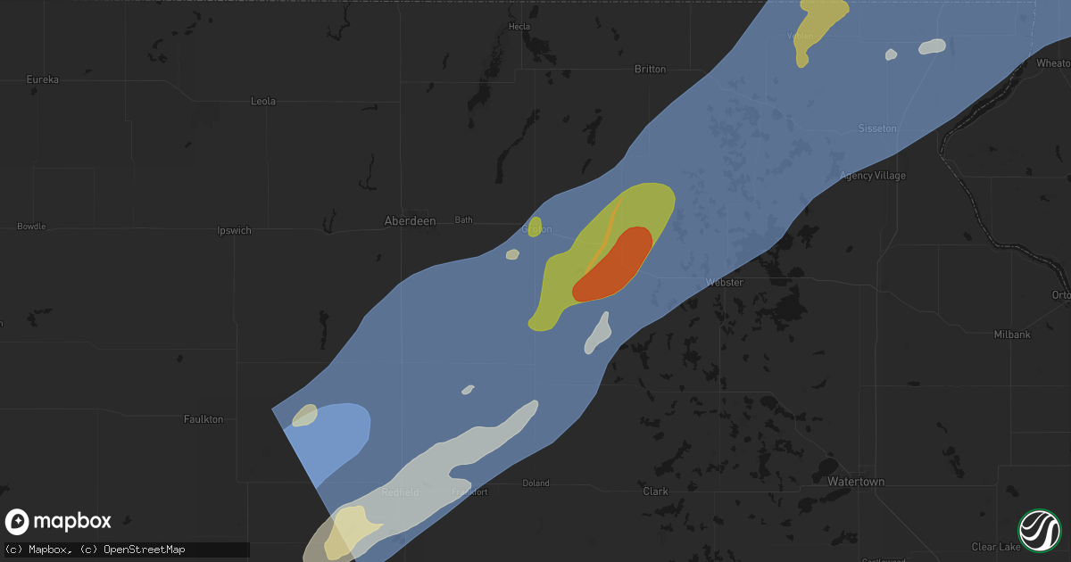 Hail map in Ferney, SD on June 29, 2026