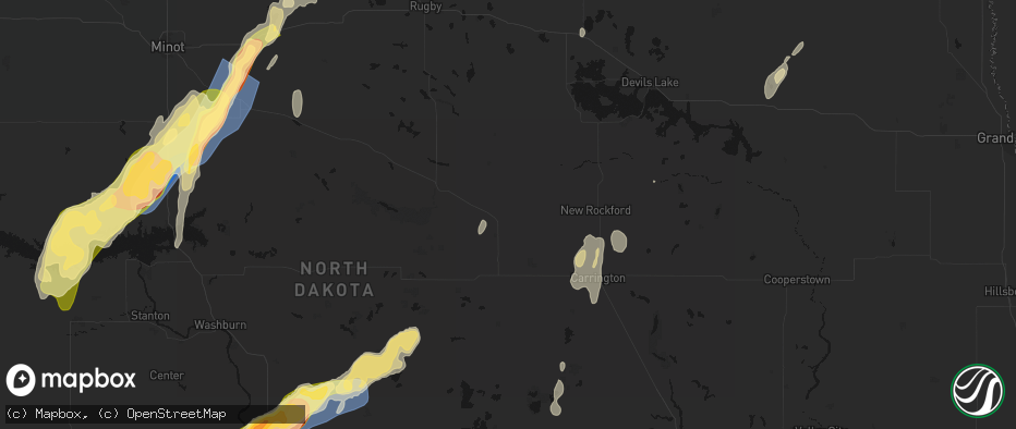 Hail map in Fessenden, ND on June 29, 2026