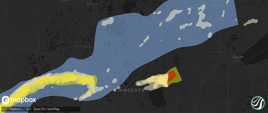 Hail map in Fifty Lakes, MN on June 29, 2026