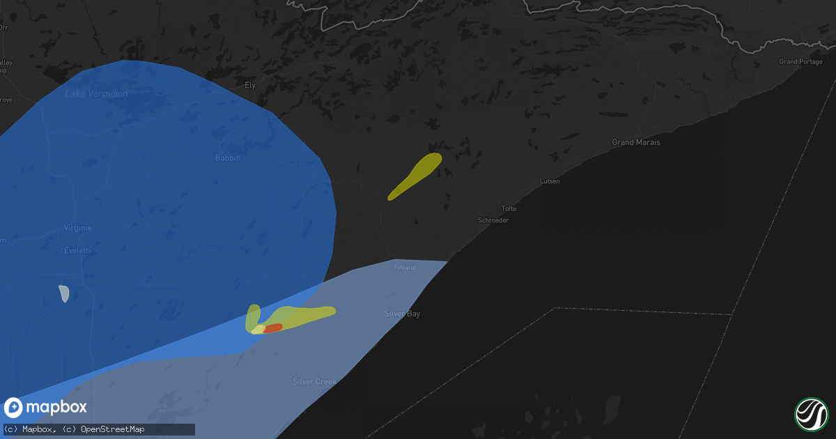 Hail map in Finland, MN on June 29, 2026